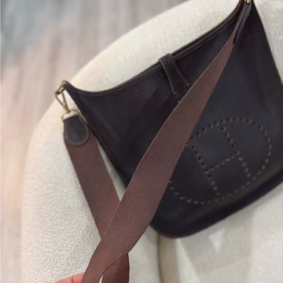Authentic HERMES EVELYNE GM brown cafe Togo leather - Picture 9 of 16